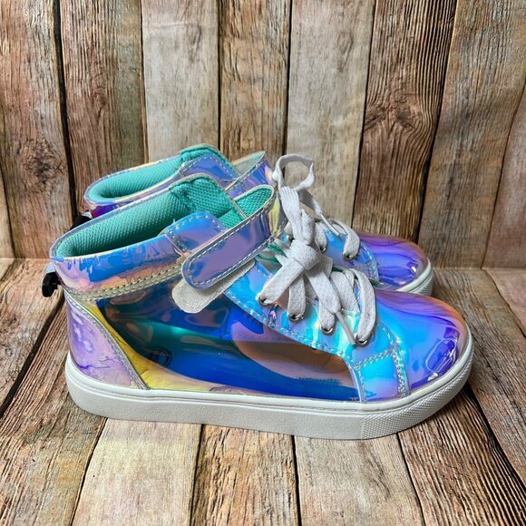 Wonder Nation Girls Athletics Translucent Iridescent Hi-top Sneakers Sz 4 - Picture 3 of 3
